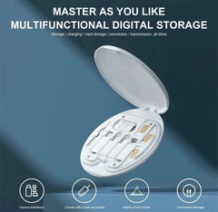 Digital 5 in 1 Storage Box| Card Pin Holder| Multifunctional 60W Cable| SIM Card Slot| Phone Holder