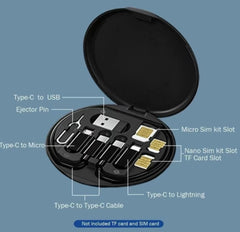Digital 5 in 1 Storage Box| Card Pin Holder| Multifunctional 60W Cable| SIM Card Slot| Phone Holder