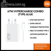 Xiaomi 67W / 120W Hypercharge Combo (Type-A) UK Wall Adapter Plug - Compatible with Type-C Laptops