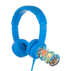 BuddyPhones Explore+ Foldable with Mic, Volume-Limiting Kids Headphones, Built-in Audio Sharing Cable with in-Line Mic