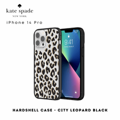 Kate Spade Hardshell Case City Leopard Black iPhone 14 Pro | Shock-Absorbing Protective Phone Case