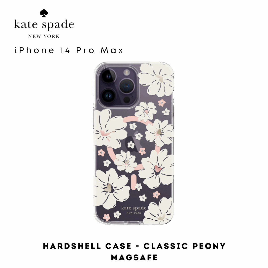 Kate Spade Hardshell Classic Peony with Magsafe iPhone 14 Pro Max | Shock-Absorbing & Protective Phone Case