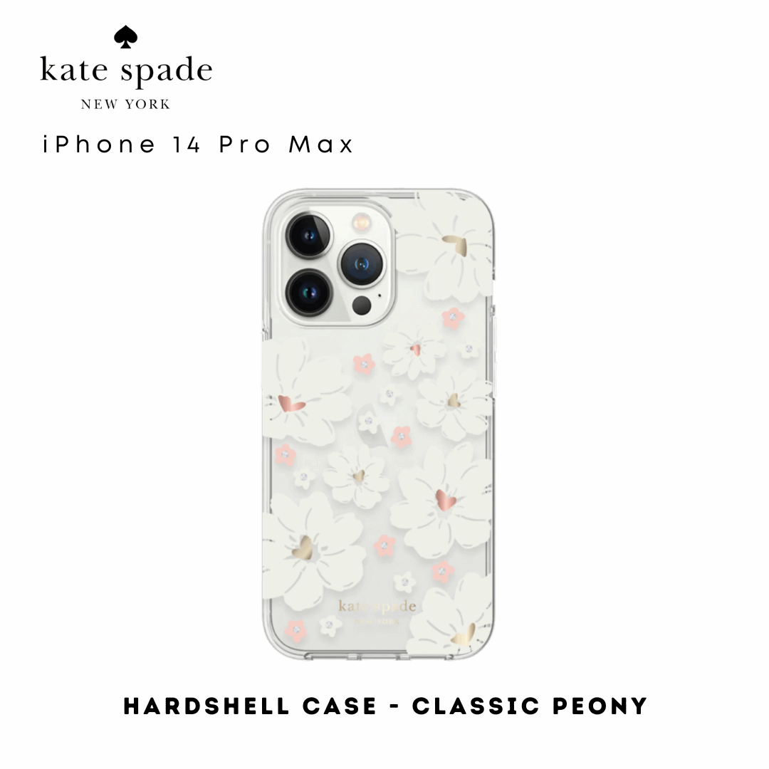 Kate Spade Hardshell Classic Peony iPhone 14 Pro Max | Shock-Absorbing Protective Phone Case