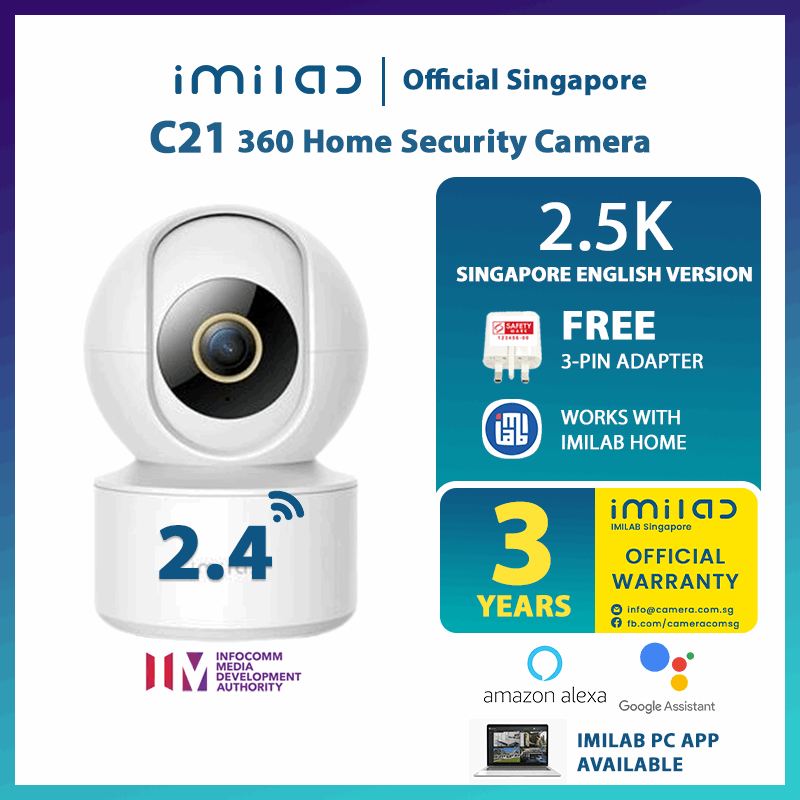 IMILAB 2.5K 360 C21 Home Security Camera (3 Year Warranty) Works with Google Home and Amazon Alexa