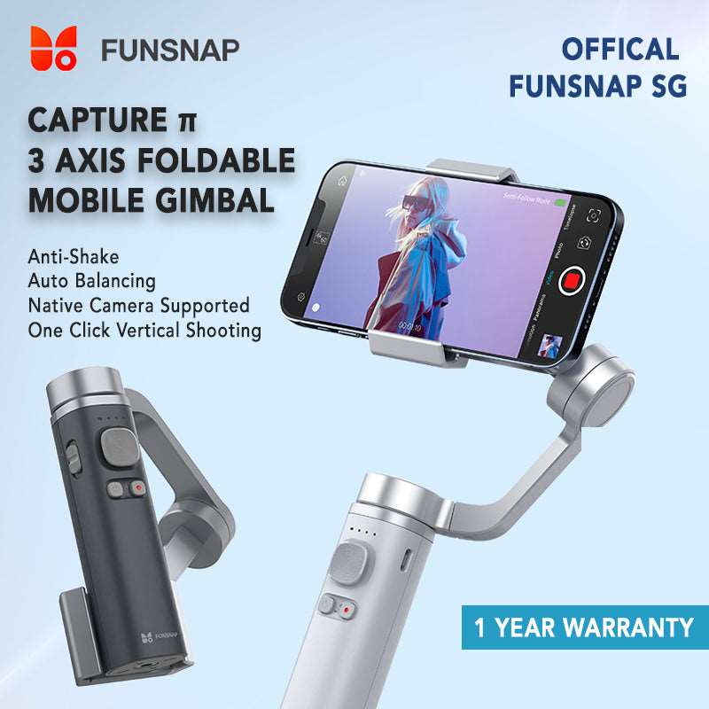 Funsnap Capture Pi π 3-Axis Foldable Portable Mobile Gimbal Stabiliser Auto Balancing Dynamic Tracking (Official SG)