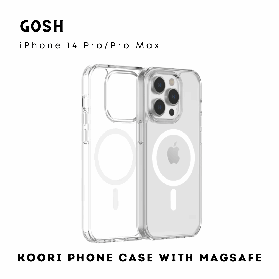 GOSH Koori Crystal Clear Hybrid Slim & Light Anti-bacterial Drop Protection Case with MagSafe iPhone 14 Pro/Pro Max