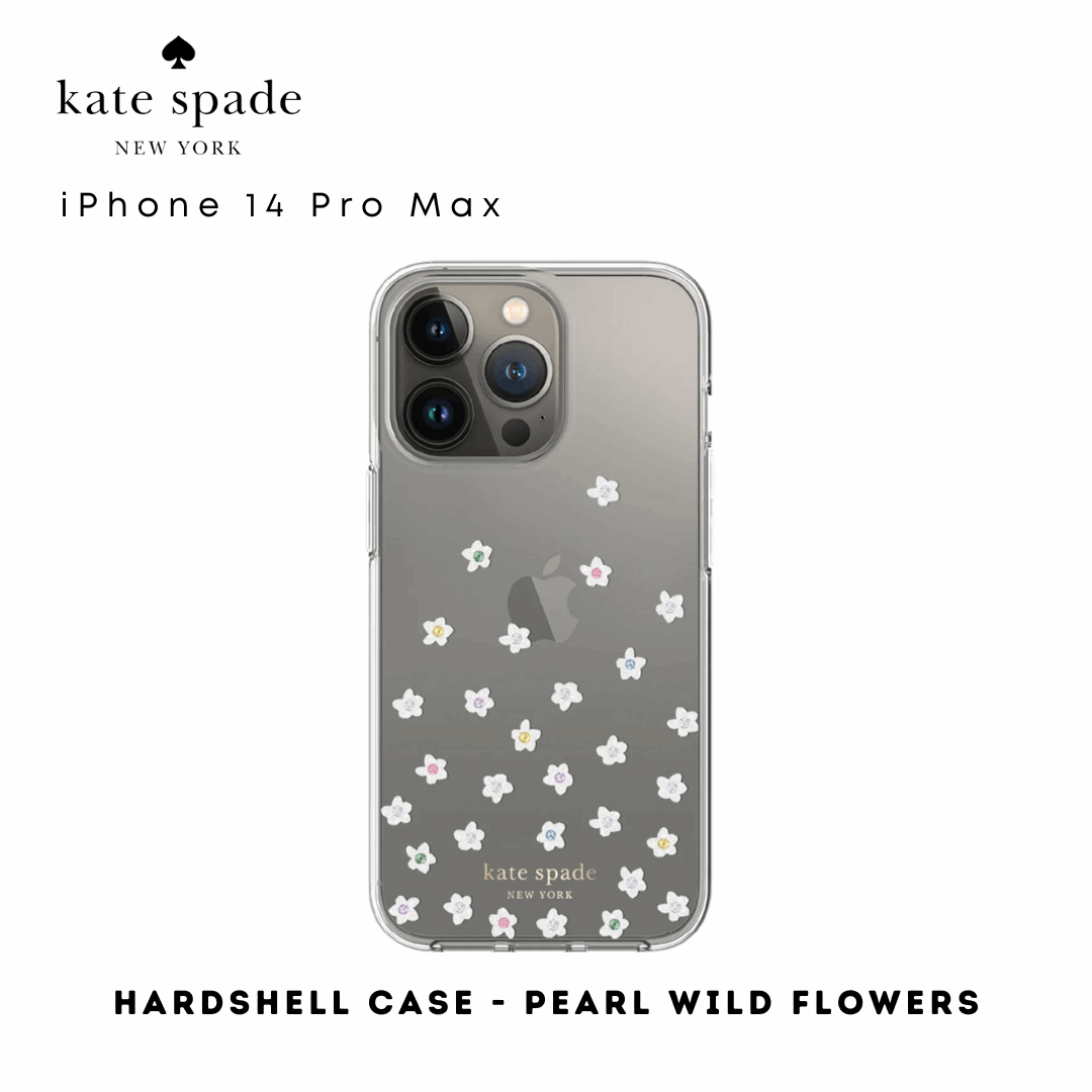Kate Spade Hardshell Pearl Wild Flowers iPhone 14 Pro Max | Shock-Absorbing Protective Phone Case