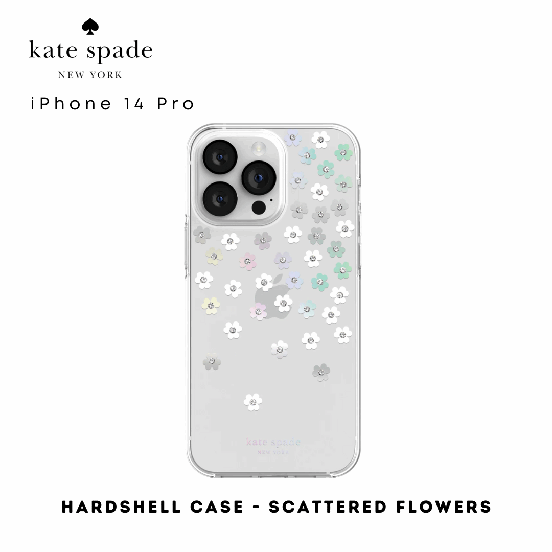 Kate Spade Hardshell Scattered Flowers iPhone 14 Pro | Shock-Absorbing Protective Phone Case