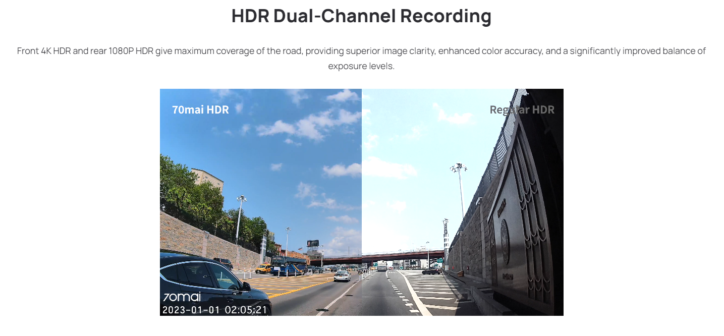 70mai Dash Cam 4K A810 Sony Starvis 2 IMX678 Dual Channel HDR FRONT+BACK