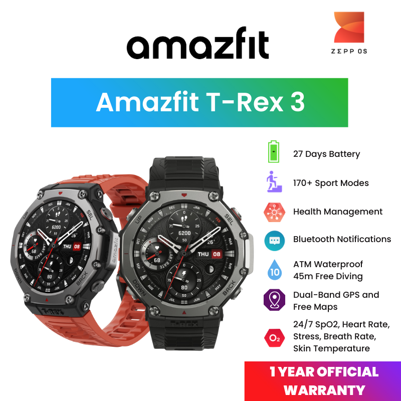 Amazfit T Rex 3 1.5 AMOLED Up to 27 Days Battery Life 170 Spor Camera SG