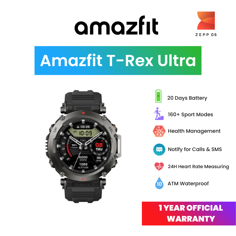 Amazfit T Rex Ultra Ultra Rugged Design 316L Stainless Steel Str Camera SG