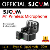 SJCAM SG M1 Wireless Microphone LCD Display Intelligent Noise Reduction Plug and Play (1 Receiver, 2 Transmitter)