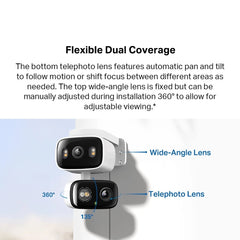 TP-Link Tapo C246D Indoor/Outdoor Dual Lens Pan/Tilt Security Camera | 2K 3MP Dual Lens