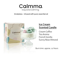 Calmma Scented Candles Ice Cream Design (103g) ~22H Burn Time Premium Quality