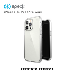 Speck Presidio Perfect-Clear for iPhone 14 Pro/Pro Max | Highly Protective & Slim Phone Case