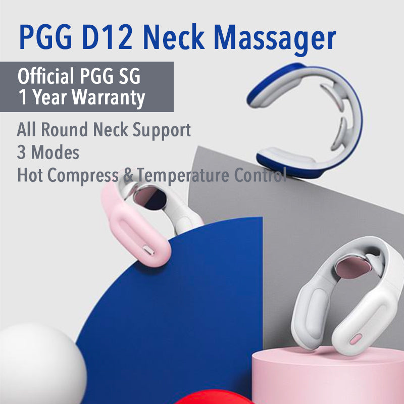 PGG D12 Electric Neck Shoulder Massager Remote Control Therapy Magnetic Pulse (White)