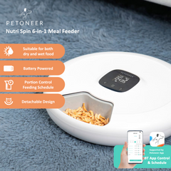 [Official Petoneer SG] Nutri Spin 6-in-1 Pet Meal Feeder Wet and Dry Food Bluetooth App for Cats and Dogs