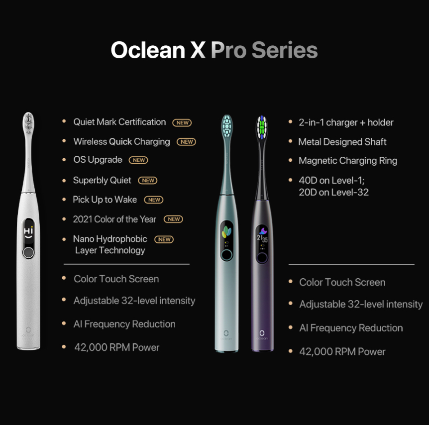 Oclean X Pro Elite AI Smart Sonic Toothbrush Auto Wake Up Ultra Quiet WORLD FIRST touch screen toothbrush