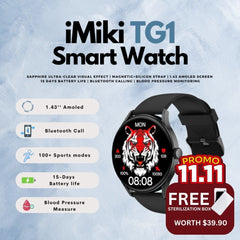 [OFFICIAL SG WARRANTY] Imilab Imiki TG1 Smartwatch Bluetooth calling, Blood pressure monitoring | Super-retina AMOLED