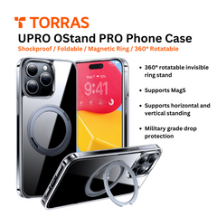 TORRAS Magnetic UPRO Ostand PRO Series iPhone 15 Pro/Pro Max MagSafe Case with 360 rotatable Stand Drop Protection Shockproof