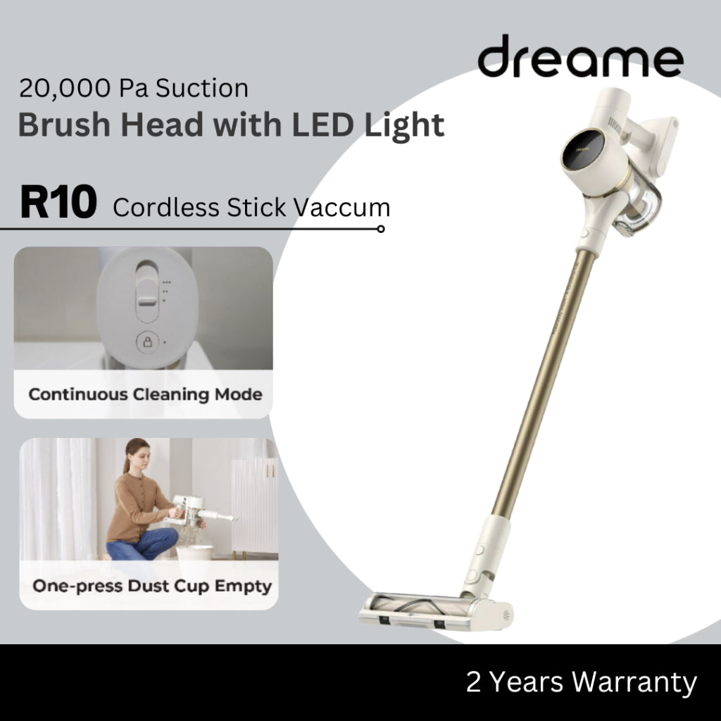 [SG STOCK] Dreame R10 Cordless Stick Vacuum Brush Head with LED Lights | 60 Mins Run Time | 20,000Pa Suction