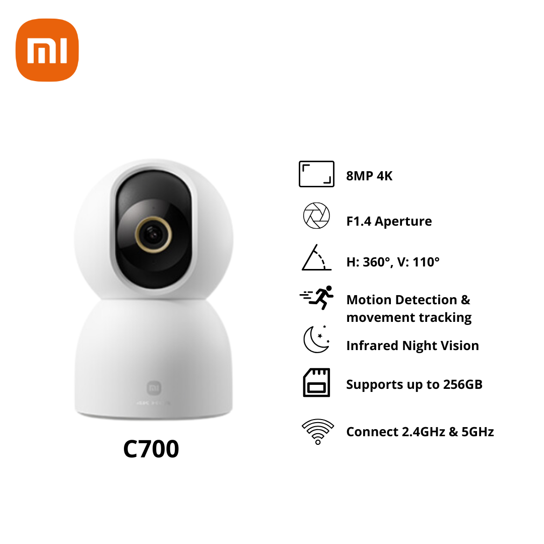 [Local SG] Xiaomi Smart Home C200/C300/C400/C500 Pro / C700 / C300 Dual / C500 DualIP Surveillance Camera 1440P Resolution CCTV Security WiFi Singapore Server