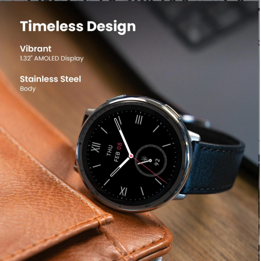 Amazfit Active 2 Fitness Smart Watch | 1.32" (44mm) AMOLED Display | 24/7 Health Monitoring | GPS Map