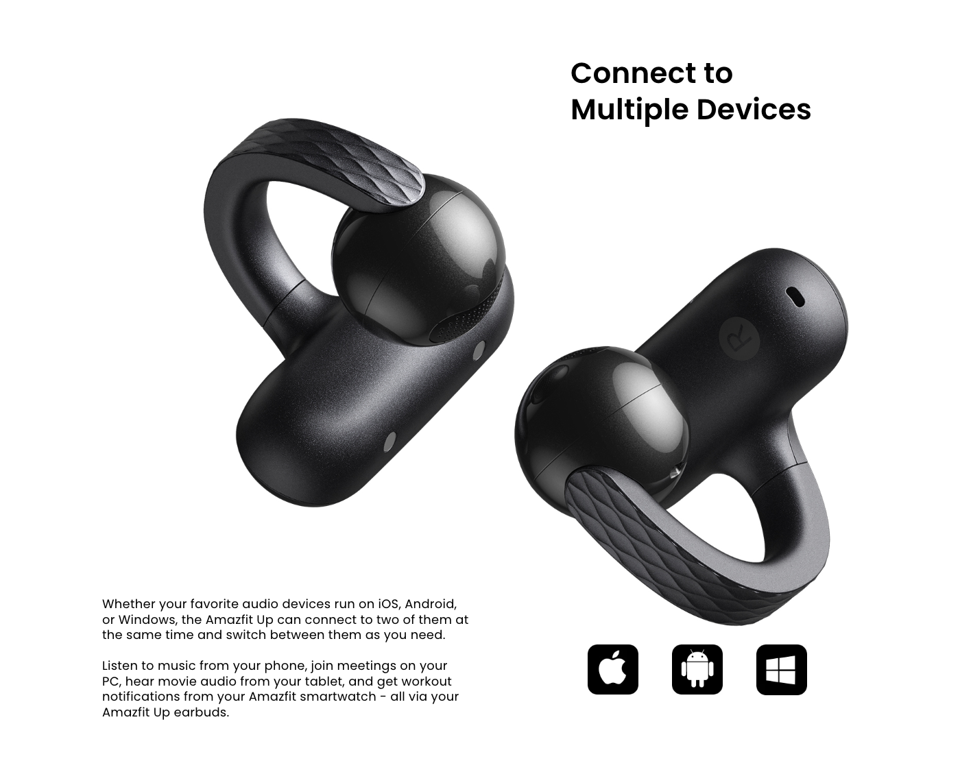 Amazfit Up Open-Ear Earbuds | IPX4 Water-Resistent | Up to 18 Hours