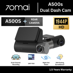 70mai Smart Dash Cam Pro Plus A500S - 1944P Resolution | Dual-Channel Recording | 24H Parking Monitor | Built-in GPS