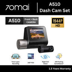 70mai A510 Dash Cam|1944P HDR| Night Owl Vision|Time-lapse Recording|24H Smart Parking Surveillance