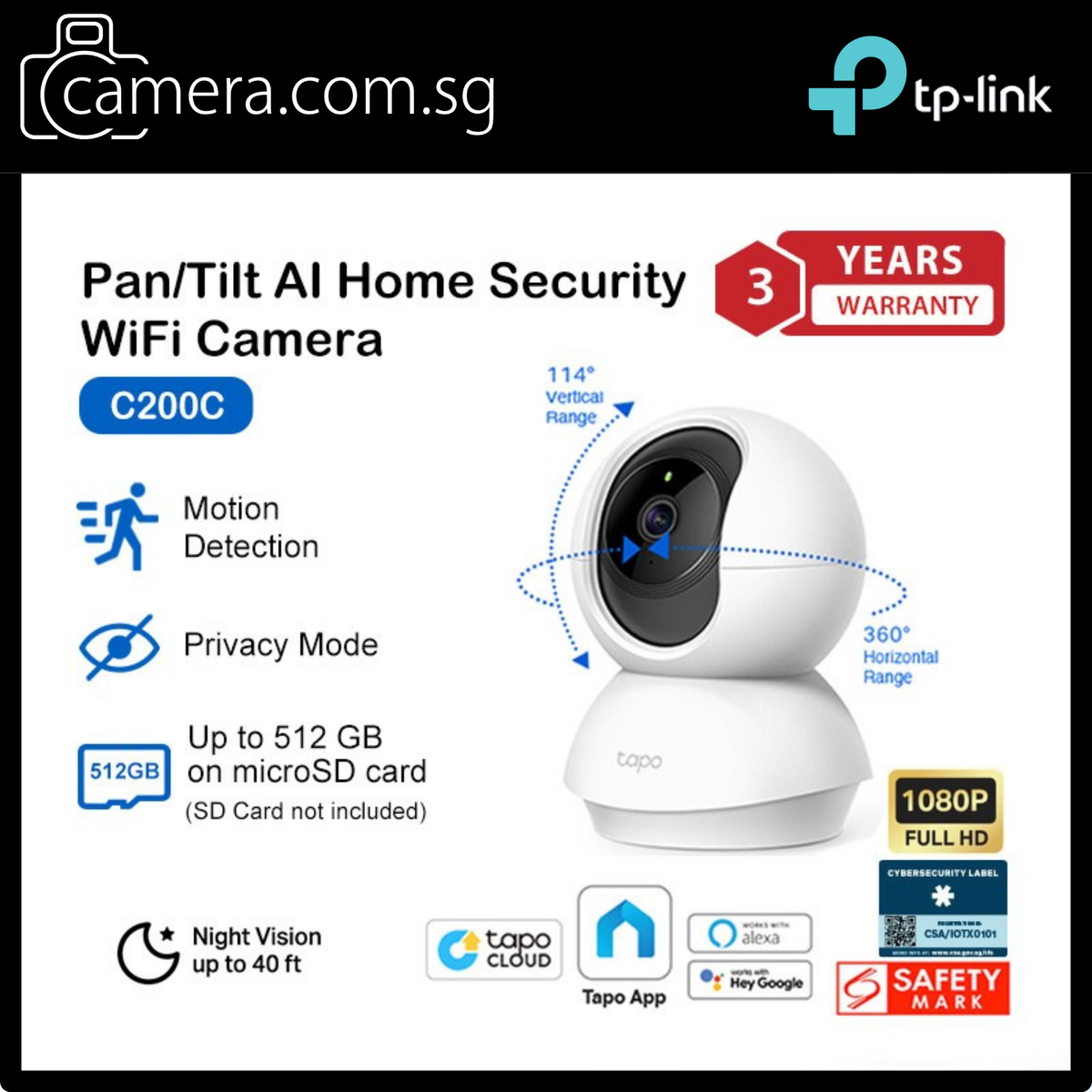 Tapo 3K QHD 360 AI WiFi CCTV  Smart IP Camera TP-Link  TC74/TC72/TC71/C211/TC70/C200C