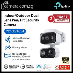 TP-Link Tapo C246D/TC34 Indoor/Outdoor Dual Lens Pan/Tilt Security Camera | 2K 3MP Dual Lens