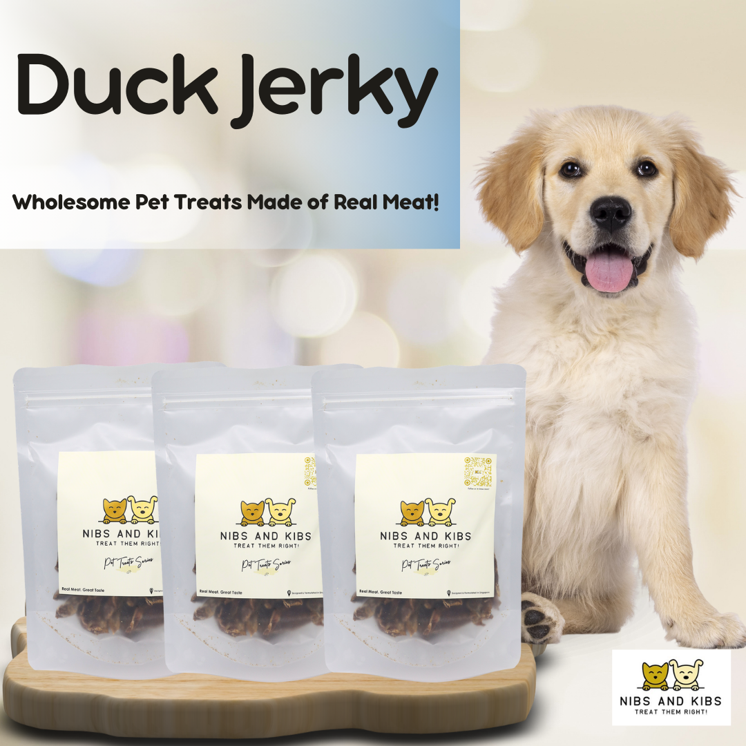 Nibs And Kibs Duck Jerky Dog Treat 100g x 3