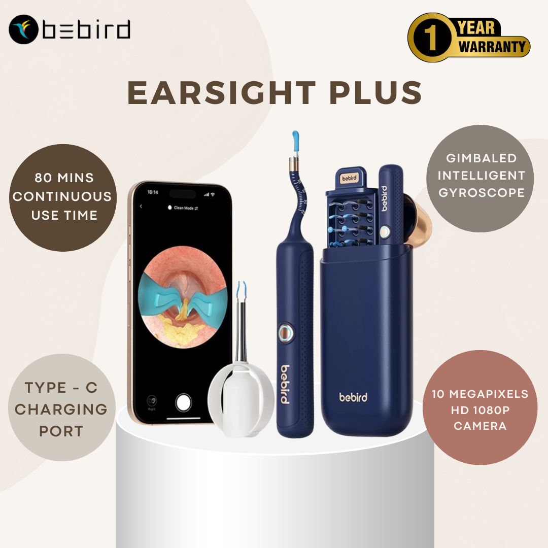 Bebird EarSight Plus Earpicks Ear Wax Removal Cleaner with tweezer 6 LED Lights | 1080P Video Otoscope | 80 Mins Battery