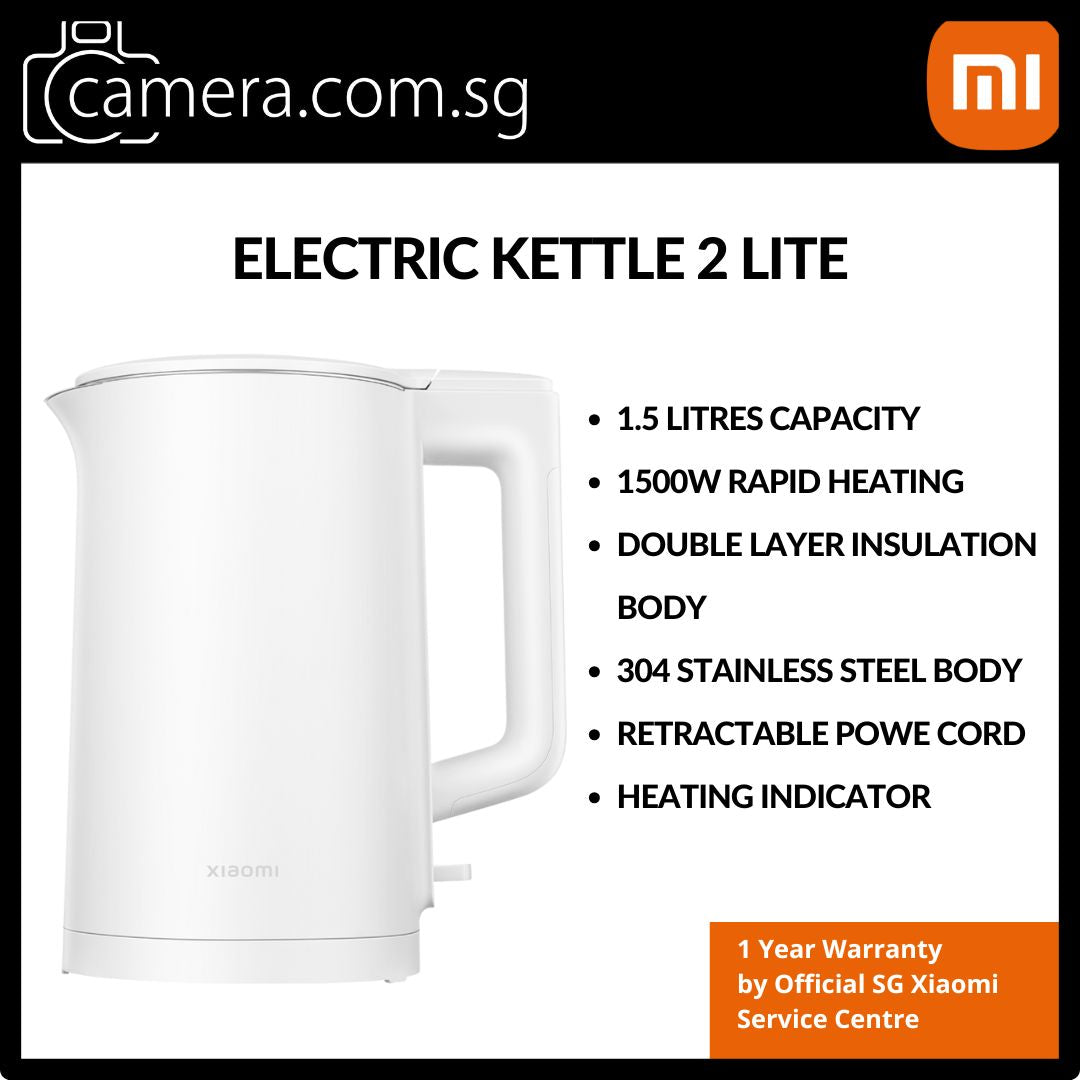 Xiaomi Electric Kettle 2 Lite | 1.5 Litres Capacity | 1500W Rapid Heating | 304 Stainless Steel (1Yr)