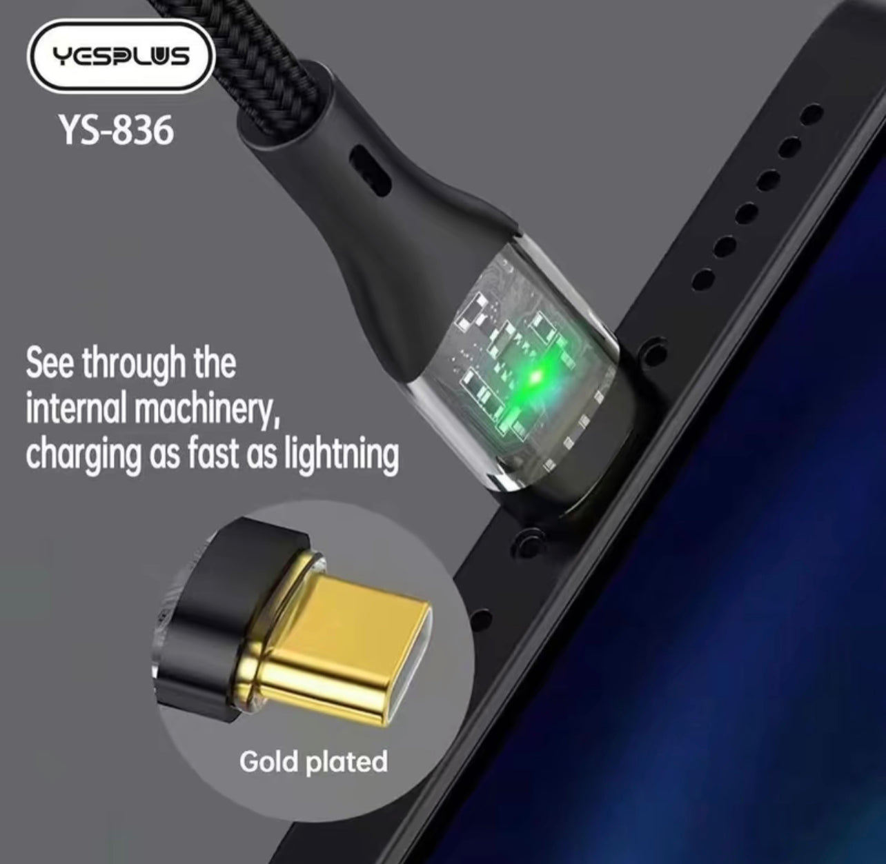 YESPLUS Cyberpunk Transparent LED Cable (YS-836)