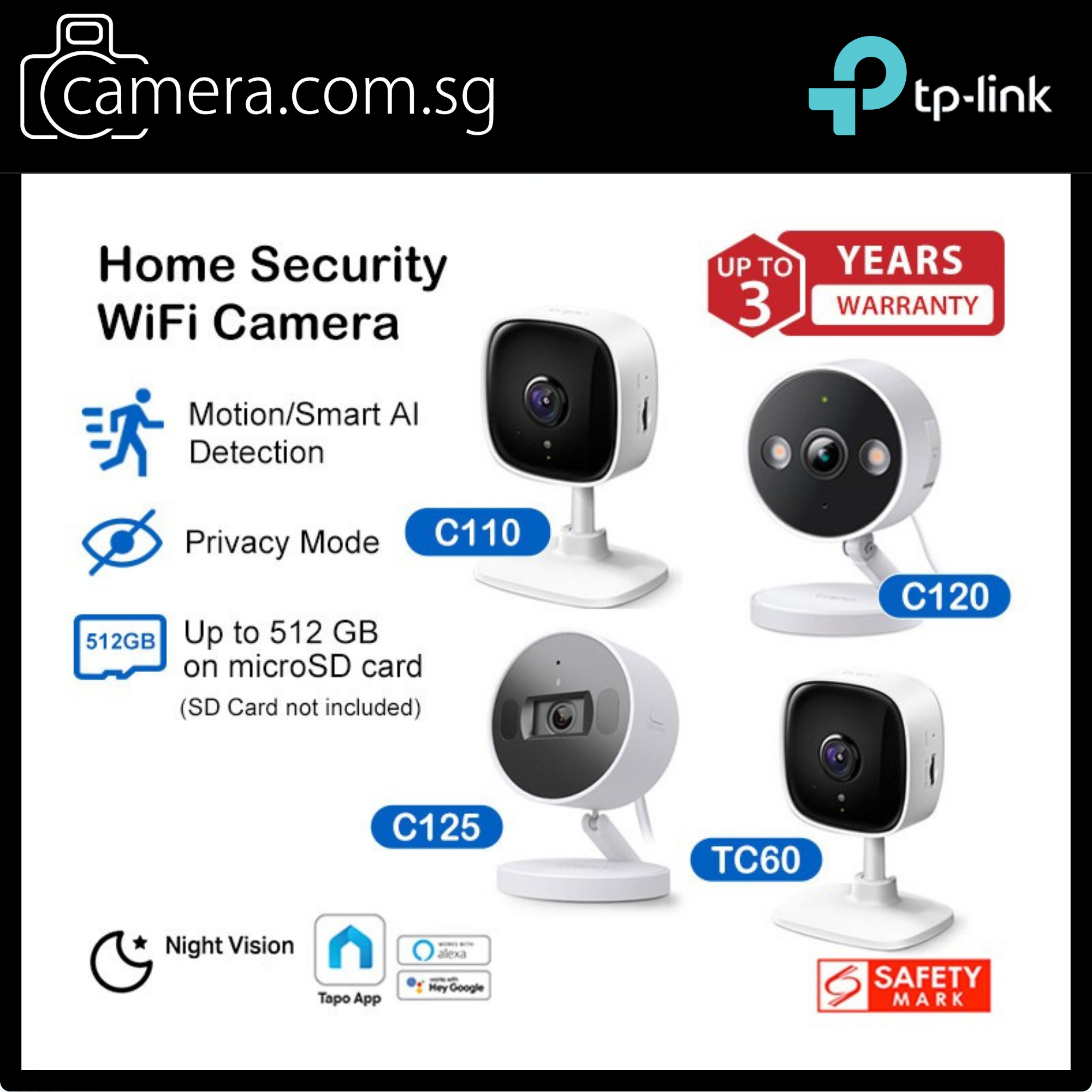 Tapo 2K+ QHD Magnetic AI Function CCTV Wireless Camera WiFi Camera|C125/C120/C110/TC60