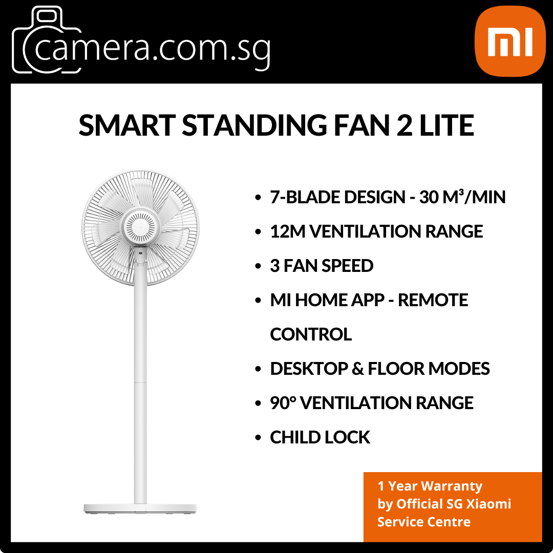 Xiaomi Smart Standing Fan 2 Lite | 3 Fan Speed | Mi Home App Control | 90° Range | Google Alexa Compatible