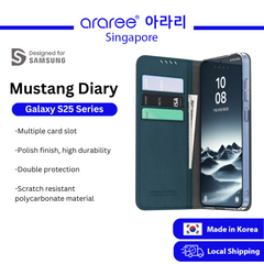 [Araree SG] Samsung Galaxy S25 | S25+ | S25 Ultra | Mustang Diary Leather Textured Phone Case | 3 cards slot