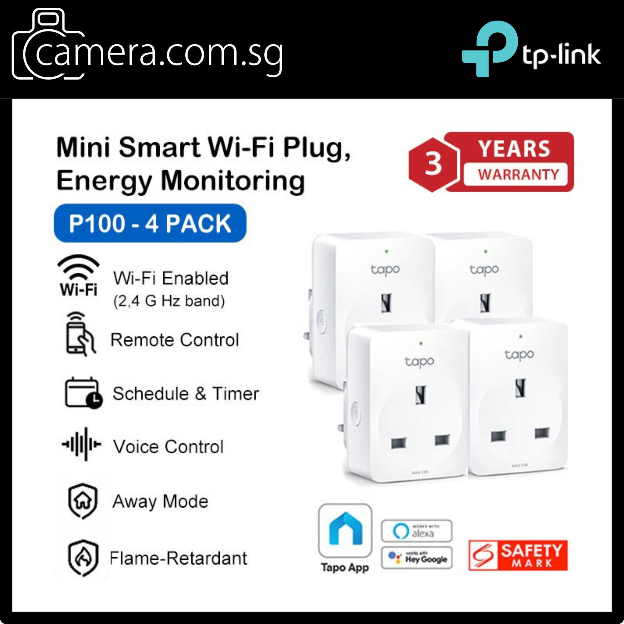 TP-Link Tapo Smart Plug Series | P110 / P100 | 1-Pack / 2-Pack / 4-Pack | Energy Monitoring & App Control