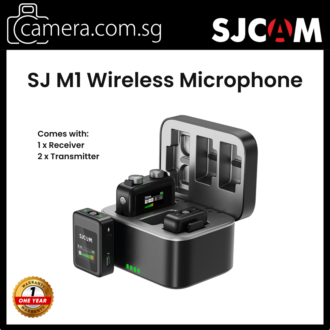 SJCAM SG M1 Wireless Microphone LCD Display Intelligent Noise Reduction Plug and Play (1 Receiver, 2 Transmitter)