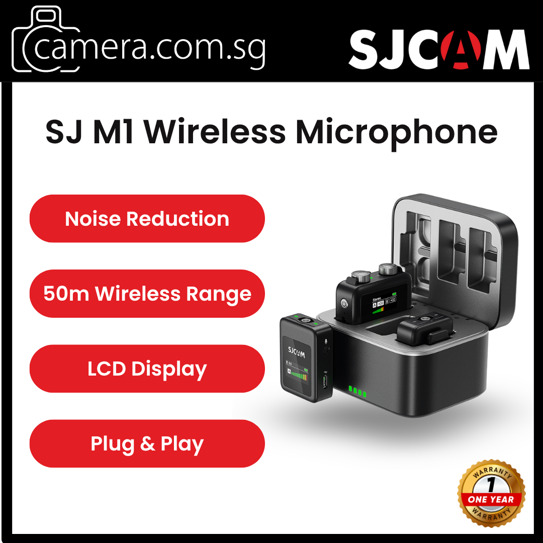SJCAM M1 Wireless Microphone | LCD Display | Noise Reduction | 1 Receiver + 2 Transmitters