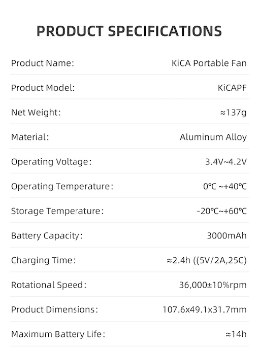 KiCa Jetfan Mini | Portable Fan | Hair Styling