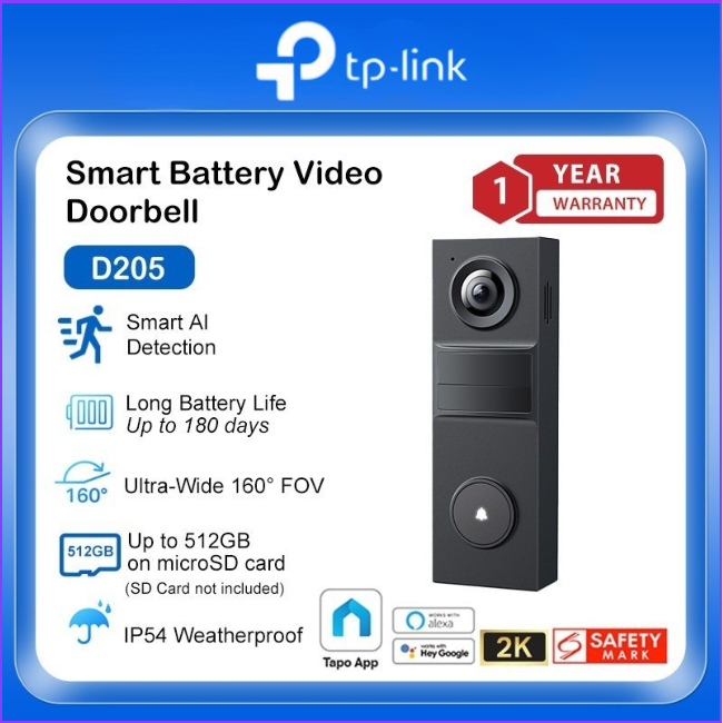 [6 Month Battery]Tapo Smart AI Video Doorbell/Night Vision Waterproof TP-Link  D235/D230S1/D210/TD21