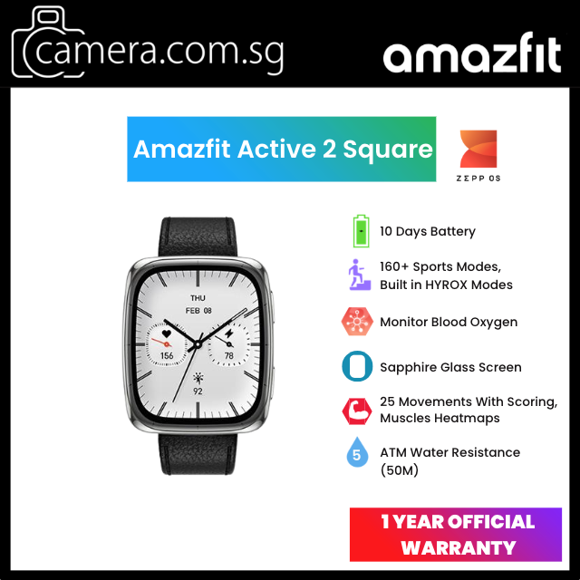 Amazfit Active 2 Square Fitness Smartwatch | 1.75" AMOLED Sapphire Glass Display | 160+ Workout HYROX Modes | 5 ATM