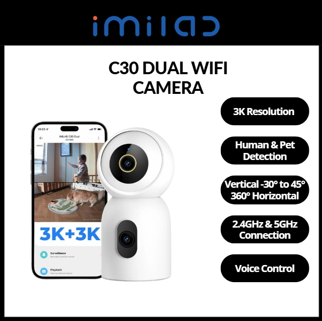 IMILAB C30 Dual Supports 2.4 & 5GHz CCTV Security Camera (2+1 Years Warranty)