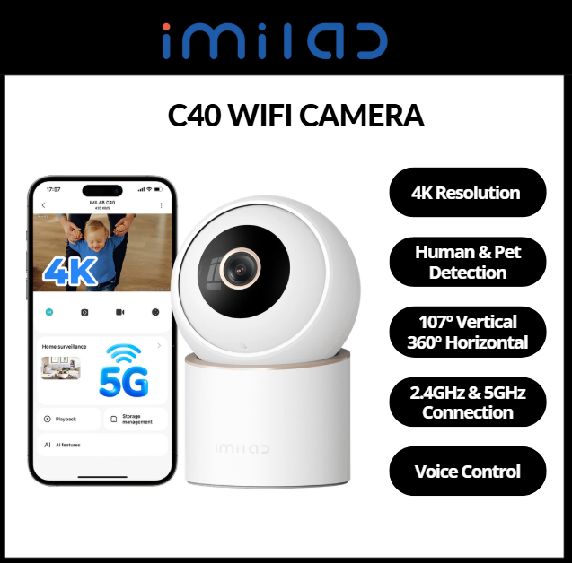 IMILAB C40 | 360° 4K Wifi 5G Home CCTV Camera Wifi Security Night Vision Motion Detection PC