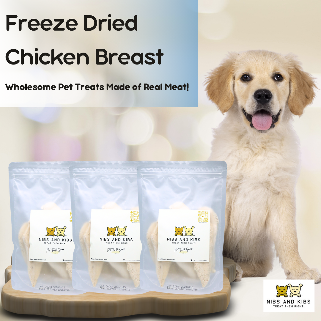 Nibs And Kibs Freeze Dried Chicken Breast Dog Treat 100g x 3