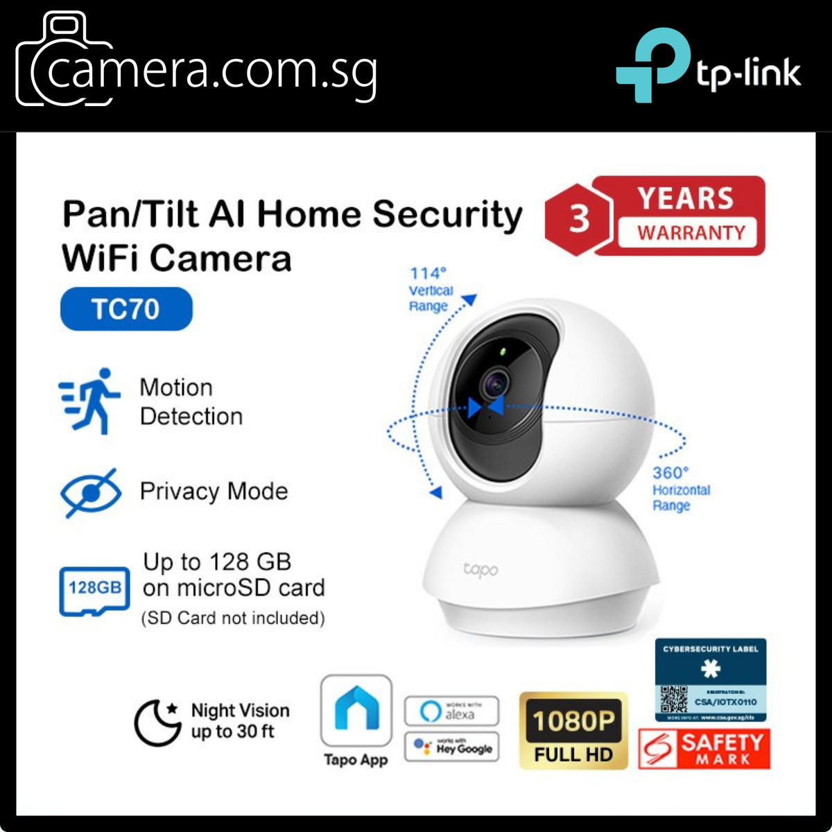 Tapo 3K QHD 360 AI WiFi CCTV  Smart IP Camera TP-Link  TC74/TC72/TC71/C211/TC70/C200C