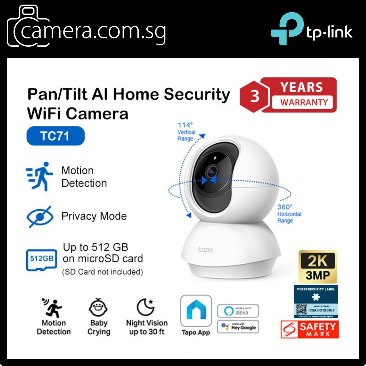 Tapo 3K QHD 360 AI WiFi CCTV  Smart IP Camera TP-Link  TC74/TC72/TC71/C211/TC70/C200C
